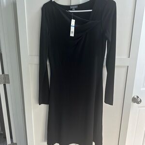 The Limited Black Asymmetrical Long Sleeve Sheath Dress